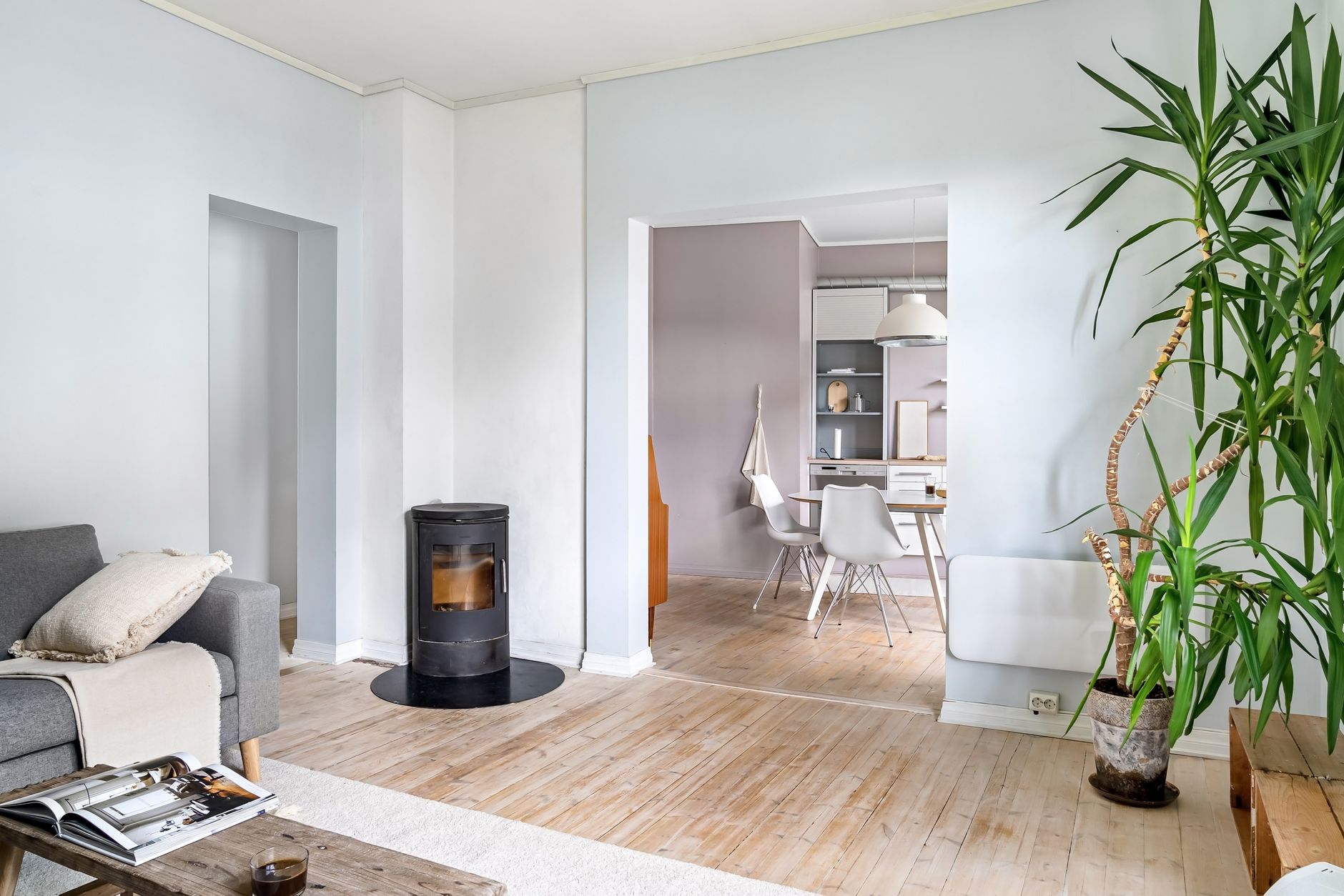 Salon moderne avec un poêle