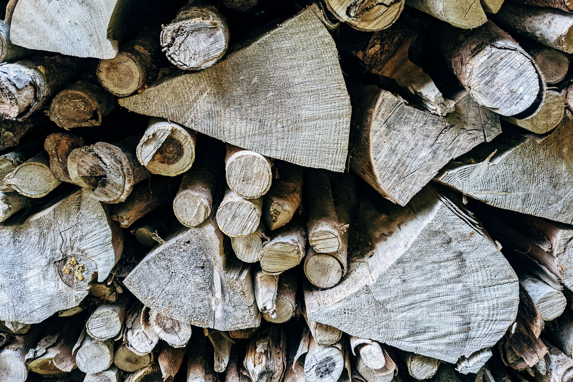Gros plan sur un stock de bois sec